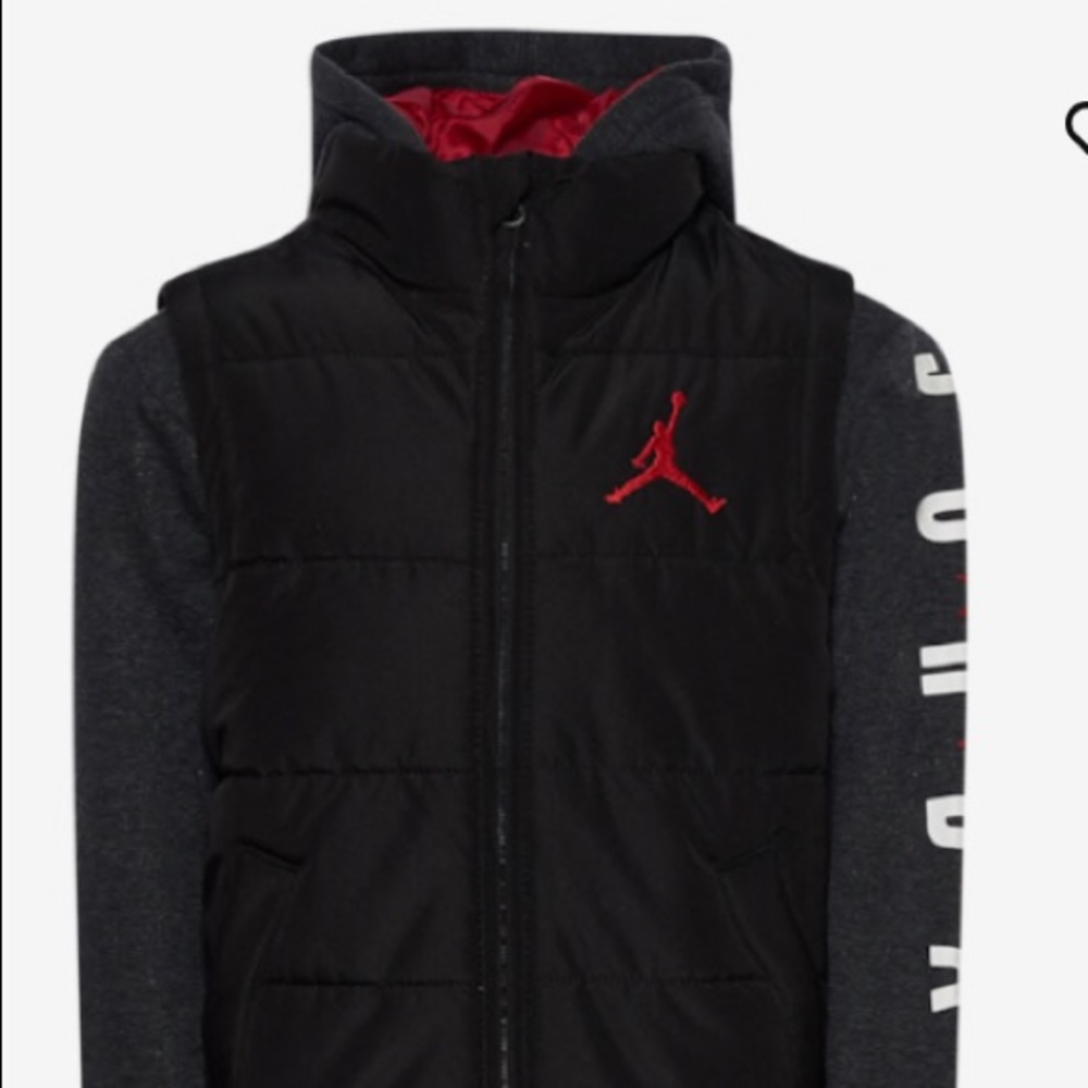 NEW BOYS L Air Jordan jacket 14/6 black coat vest